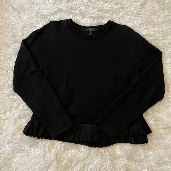 J. Crew Sweaters - J. Crew Black and Ruffle Crew Neck Sweater MEDIUM
